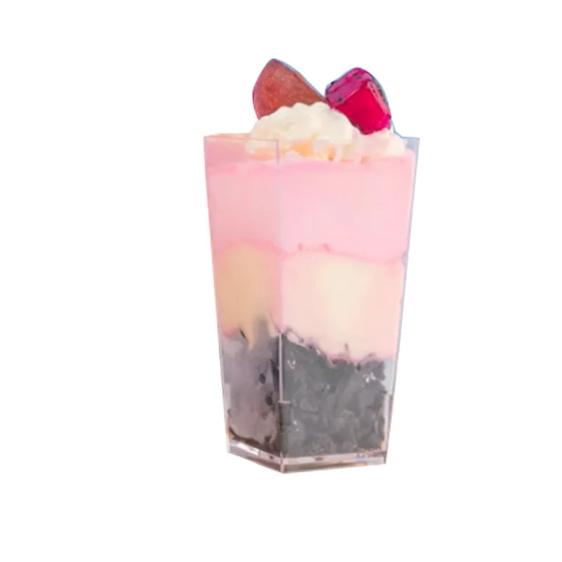 사각 크고 투명한 플라스틱 슈터, 미니 디저트 컵, 파티 서빙 텀블러 컵, 파르페 푸딩 애피타이저, 50/25 팩, 5 oz 이미지 1