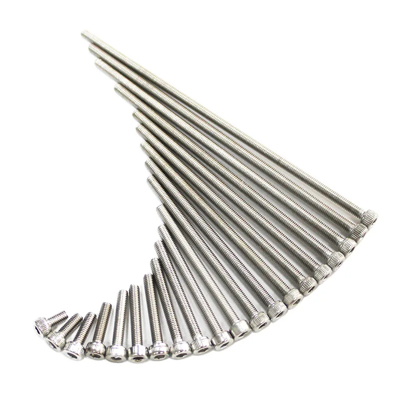 스테인리스 스틸 육각 볼트 소켓 캡 나사, M3 M4 M5 M6 M7 M8, 긴 알렌 100mm, 110mm, 120mm, 130mm, 140mm, 150mm, 160mm, 170mm, 200mm