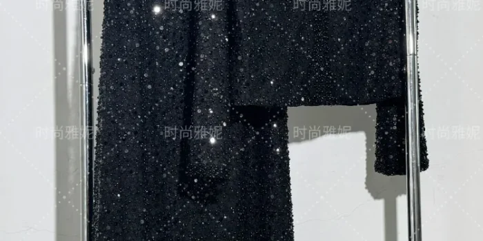 여성용 패션 헤비 시퀸 비즈 장식 가디건 재킷 슬림핏 바디콘 미디 길이 스커트 트렌디 긴팔 코트